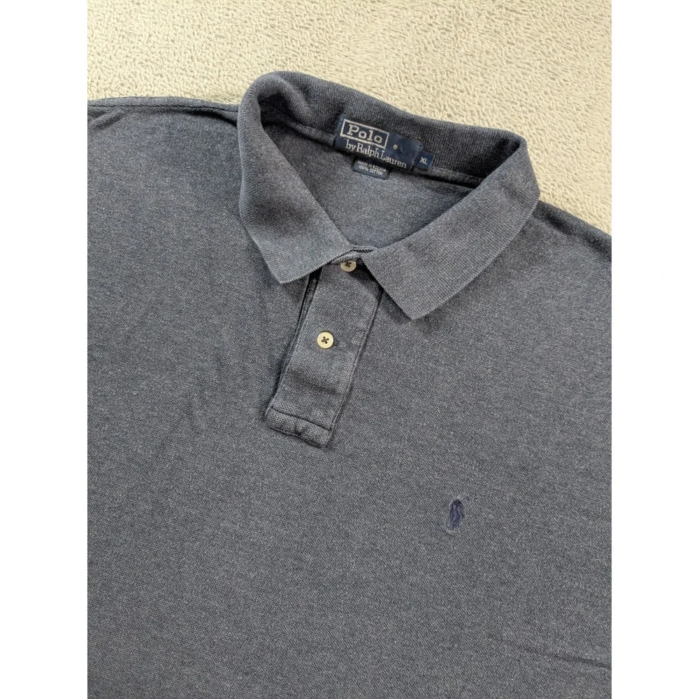 Polo Ralph Lauren Mens XL Blue Short Sleeve Pique Cotton Polo Shirt Pony Logo